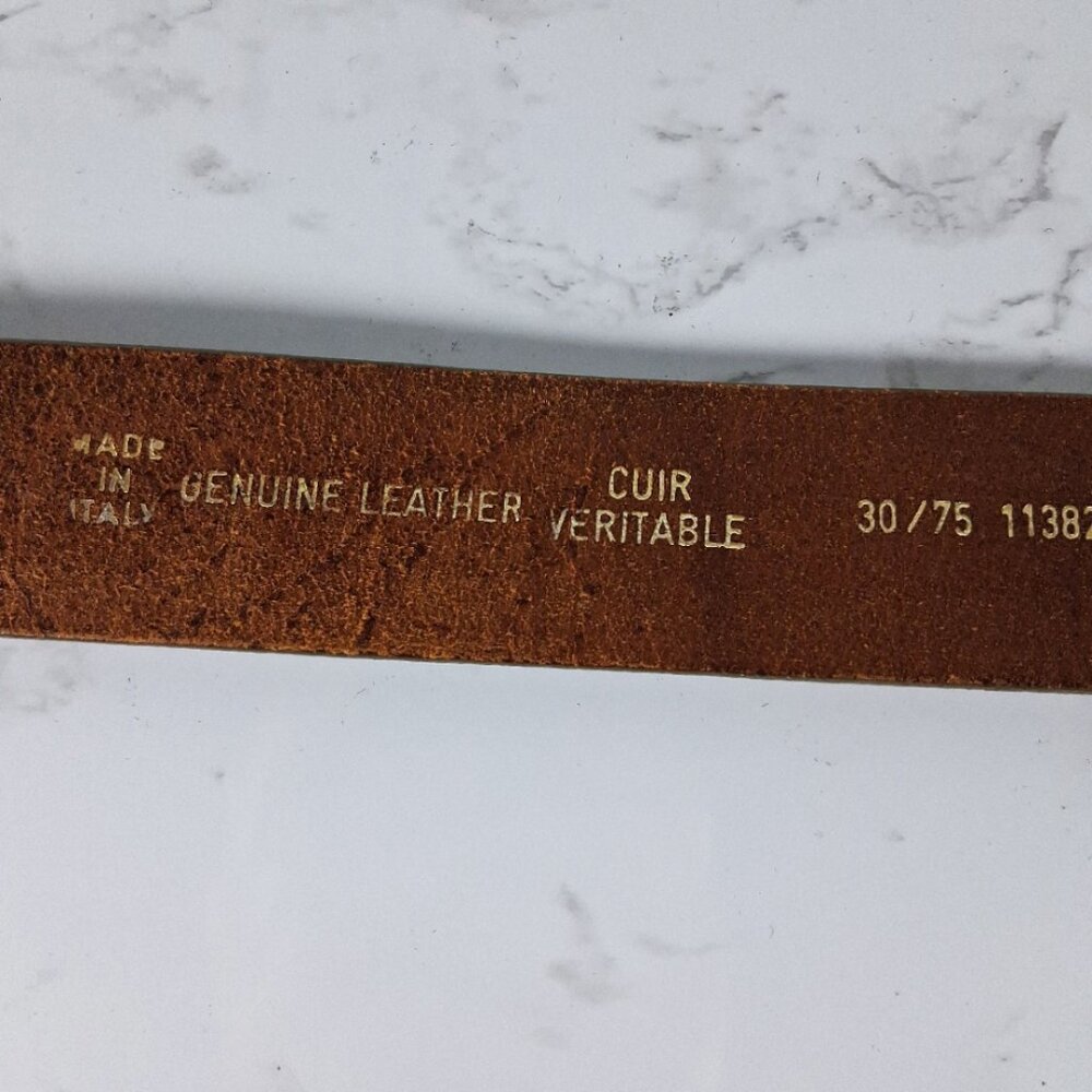Rugged Brown Genuine Leather Double Hole Belt Made in Italy LINDBERG Size 30 - Picture 6 of 8